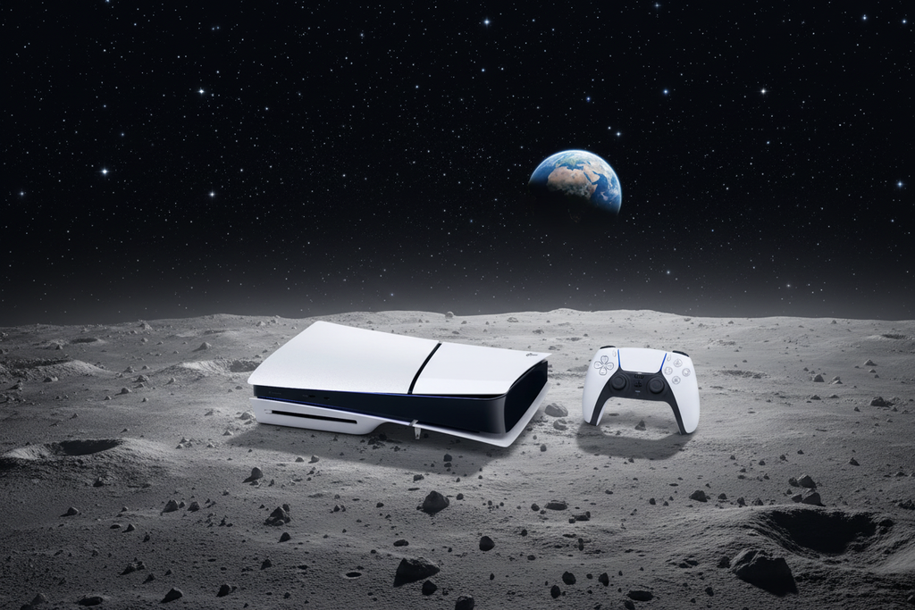 PlayStation 5 Slim on the Moon